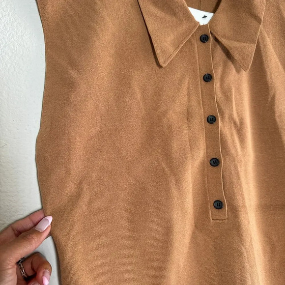 A.L.C. Taylor Knit Polo Collared Sleeveless Sweater Top Tan Size XL - Picture 4 of 8